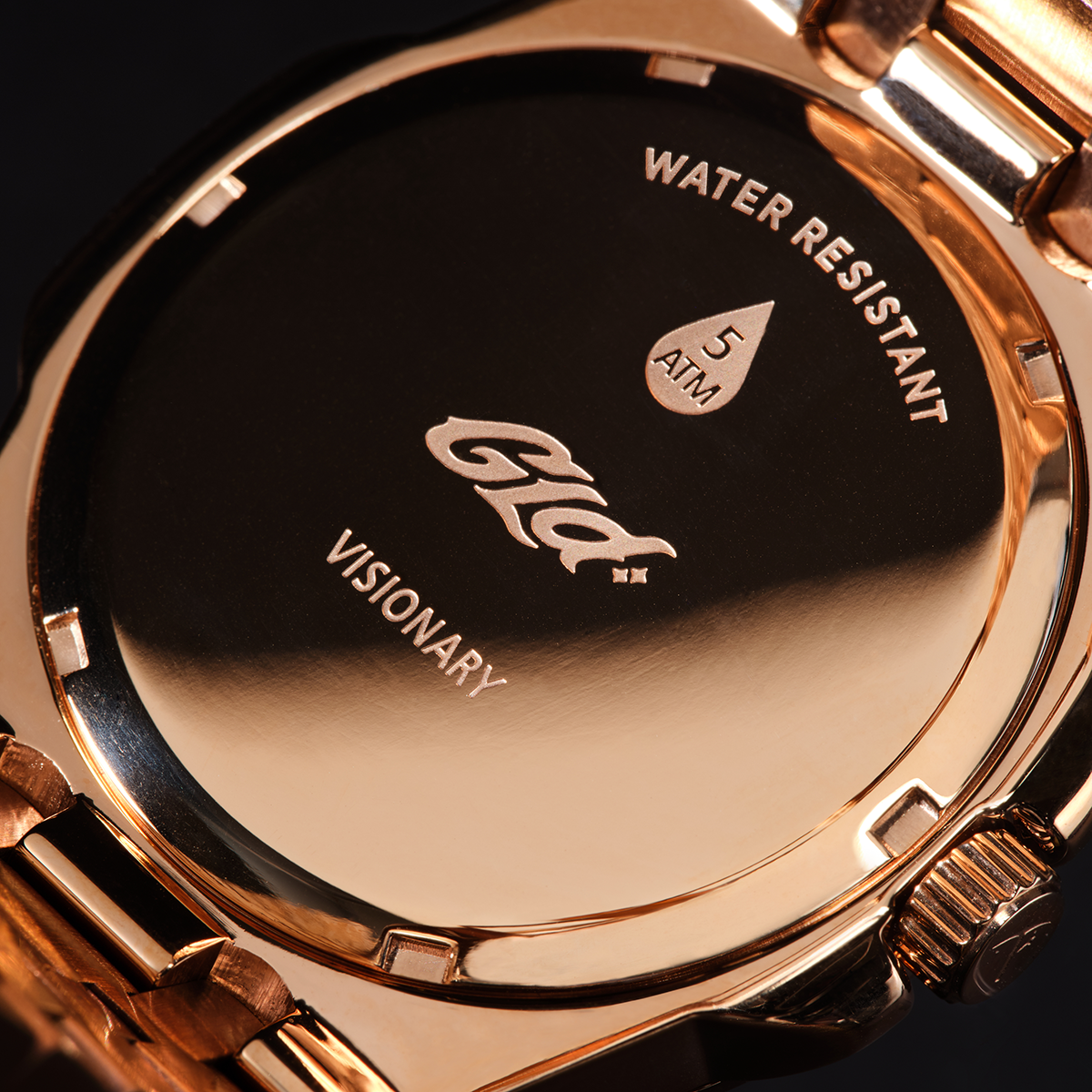 39MM Visionary Iced Emerald Stone Steel Band Watch - Rose Gold