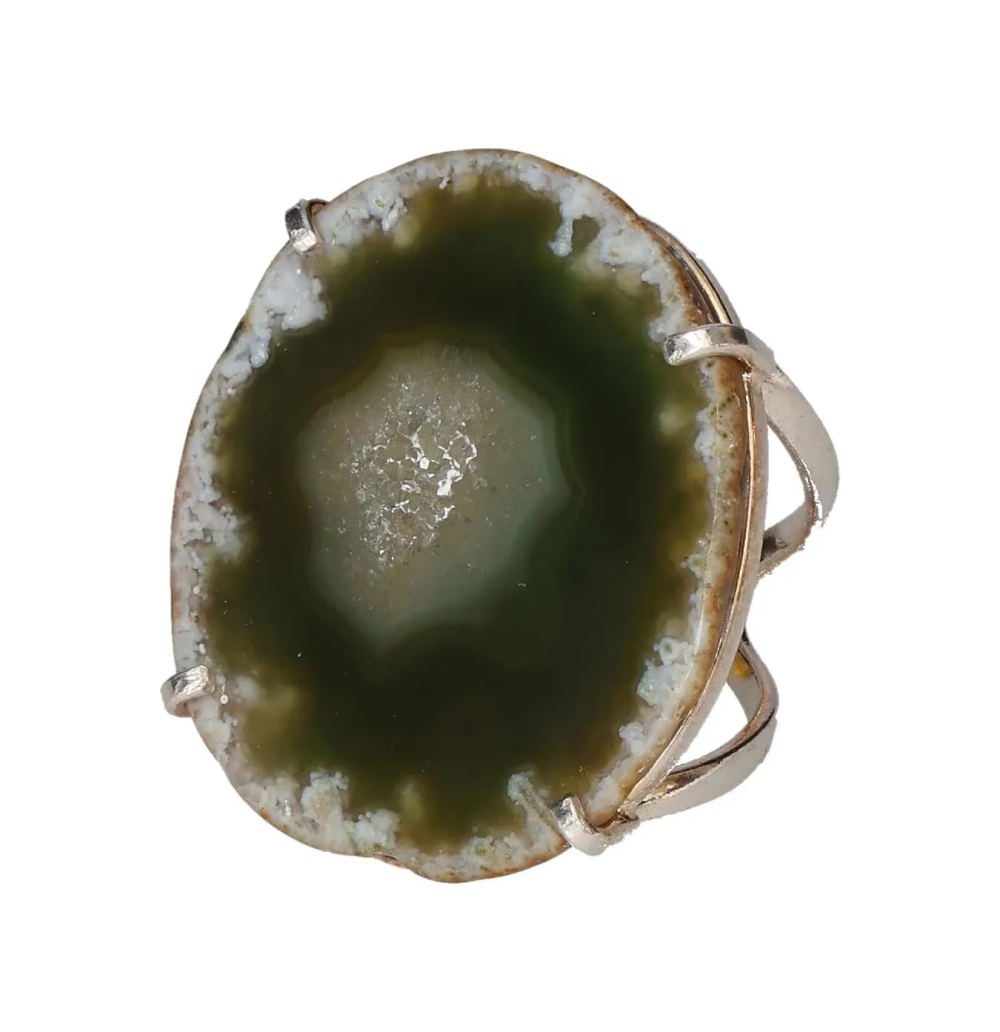 Agate Slice Arc And Wire Ring Silver 603287 P30