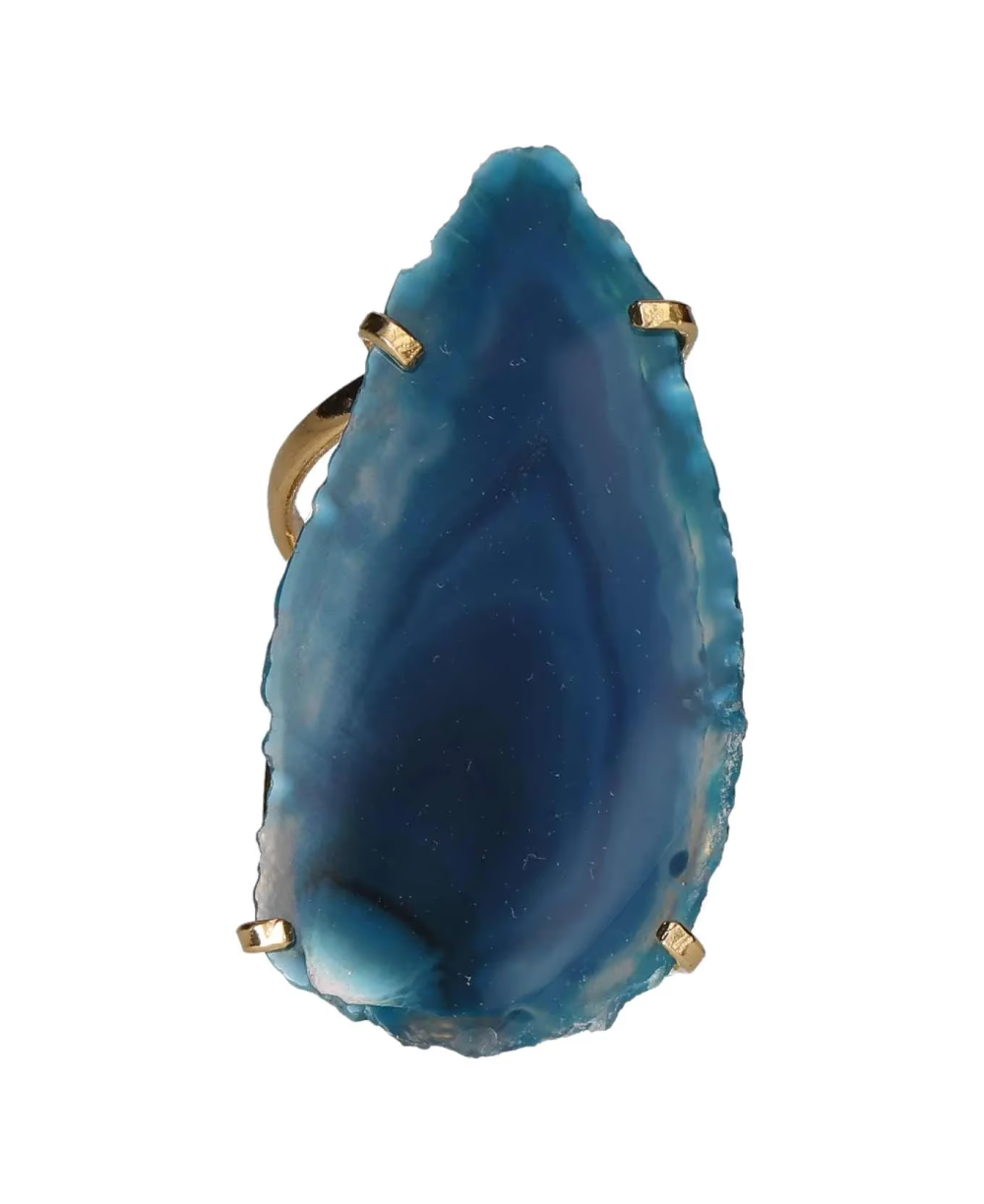 Agate Slice Arc And Wire Ring Gold 603515 P30