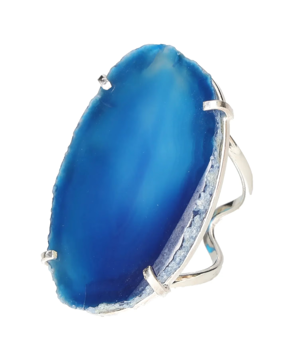 Agate Slice Arc And Wire Ring Silver 603638 P30