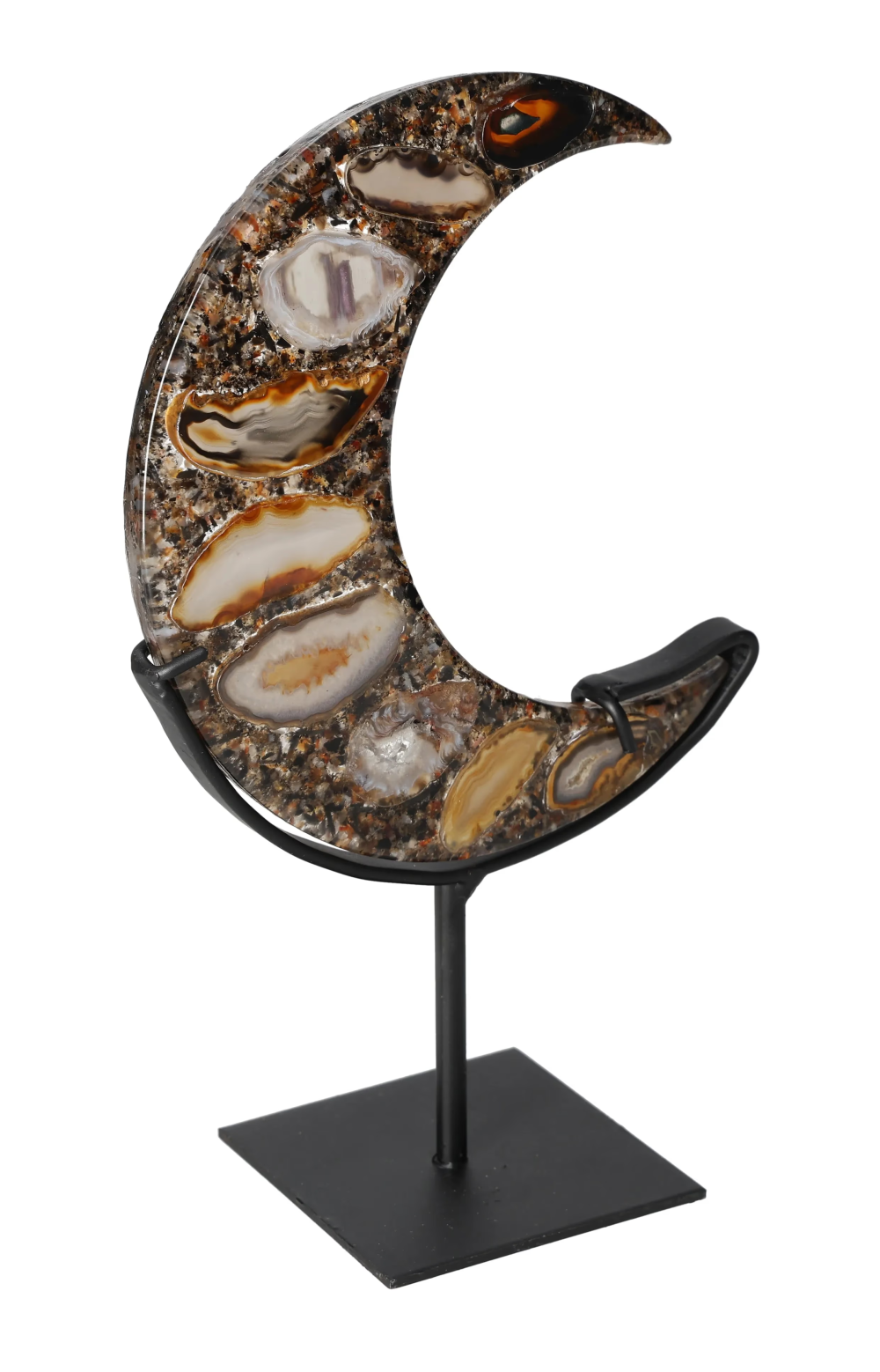 Agate Moon With Metal Base 624893
