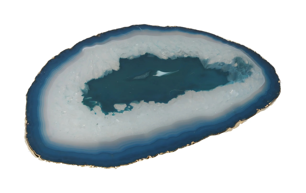 Agate Slice Polished Marine With Gold Trim 625814