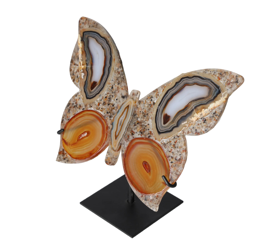 Agate Butterfly With Metal Base 628648