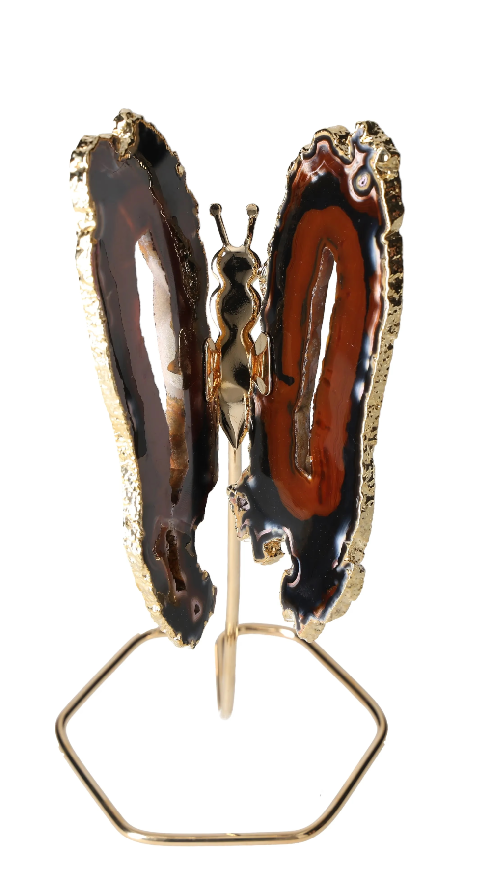 Agate Butterfly On Gold Metal Stand 629584