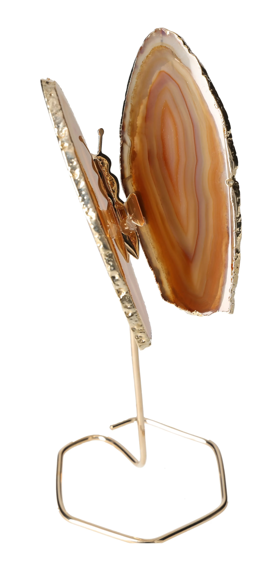 Agate Butterfly On Gold Metal Stand 629737