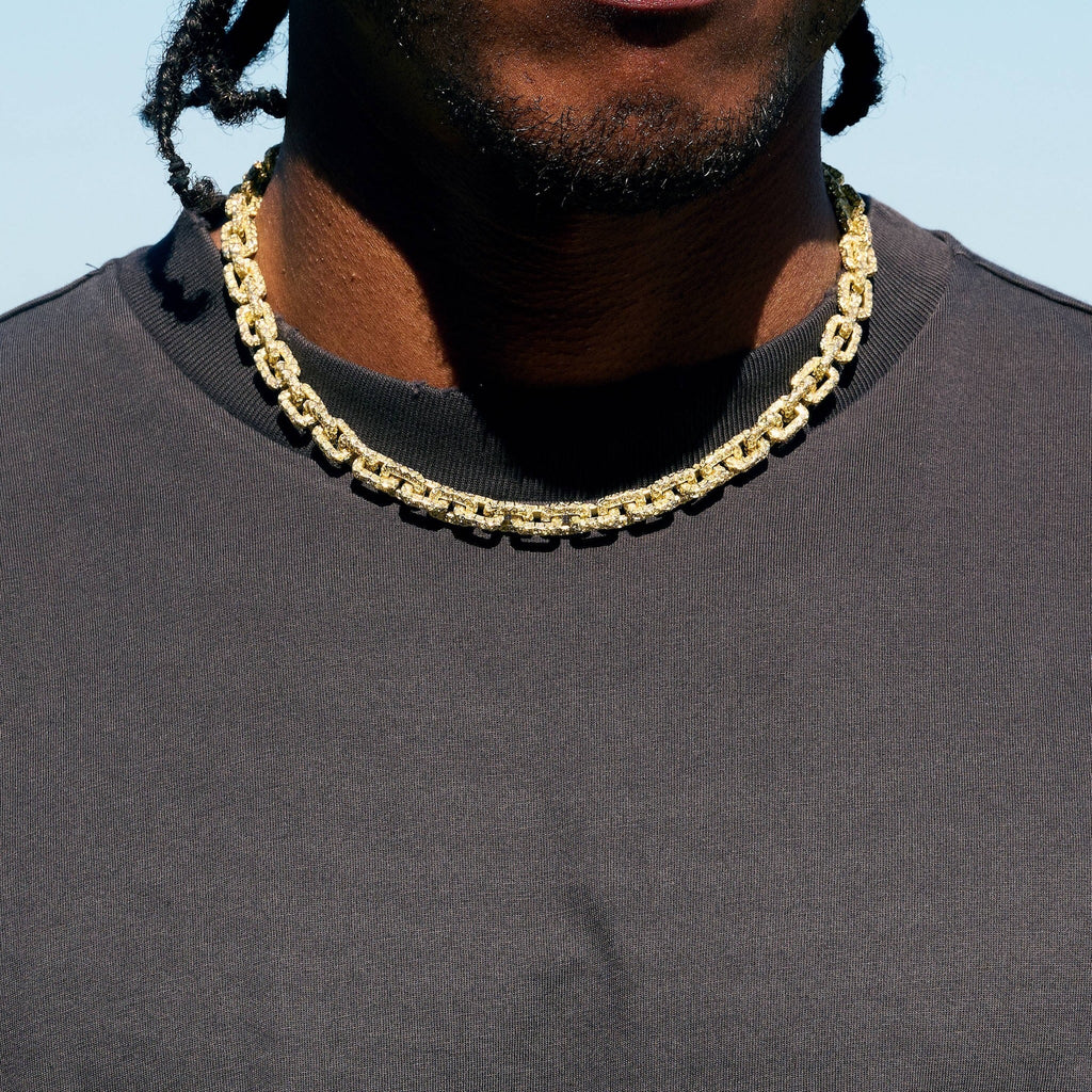GLD X Bloody Osiris Iced Canary Voronoi Link Chain in Yellow Gold Vermeil