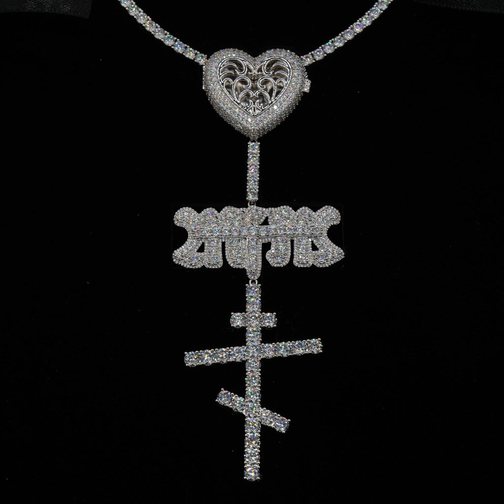 GLD X Bloody Osiris Lab Diamond Locket Rosary Chain in Solid White Gold