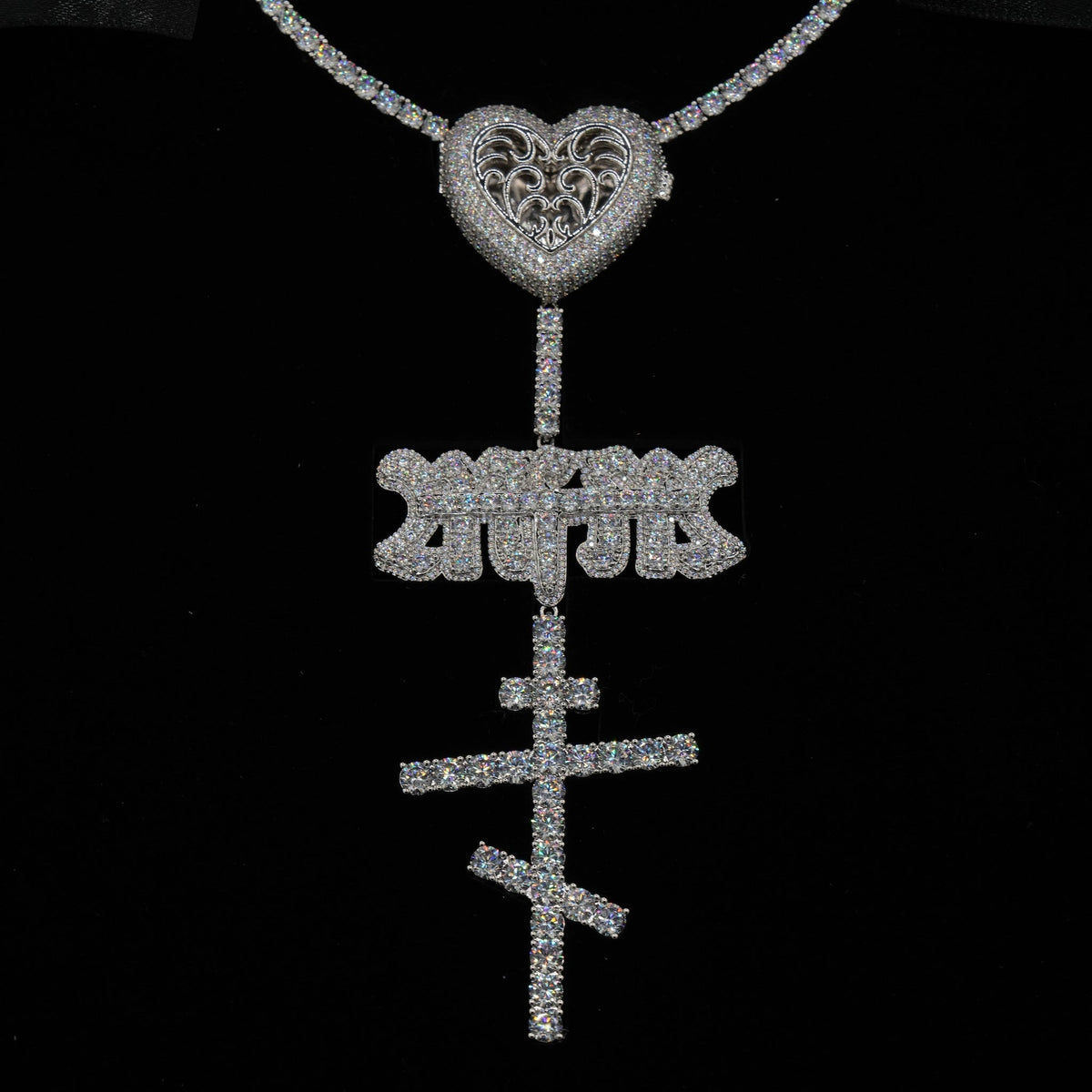 GLD X Bloody Osiris Lab Diamond Locket Rosary Chain in Solid White Gold