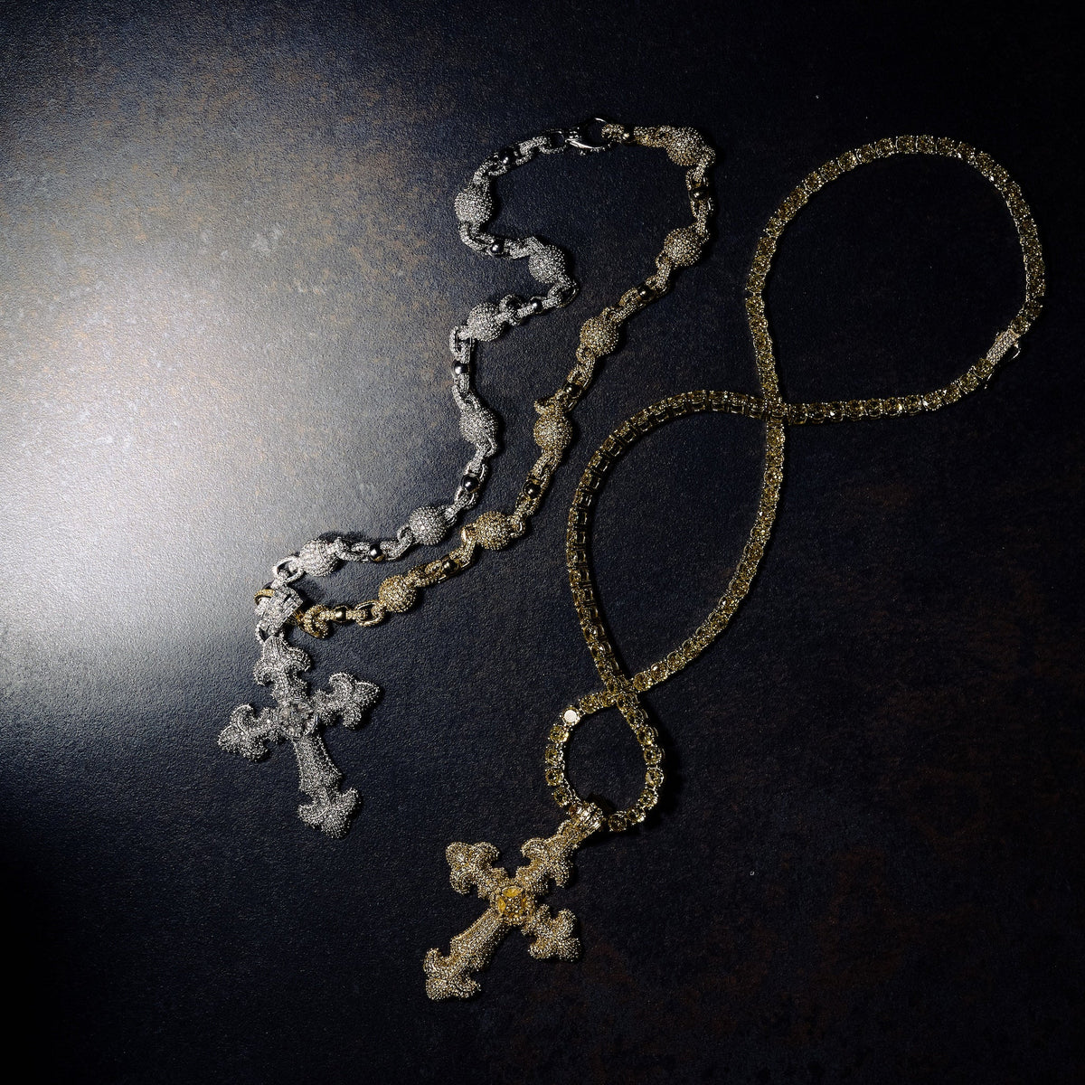 GLD X Bloody Osiris Lab Diamond Large Cross Pendant in Solid White Gold