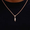 Micro Simple Lighting Bolt Pendant in Rose Gold