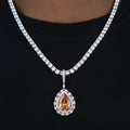 Iced Teardrop Rock Pendant in White Gold